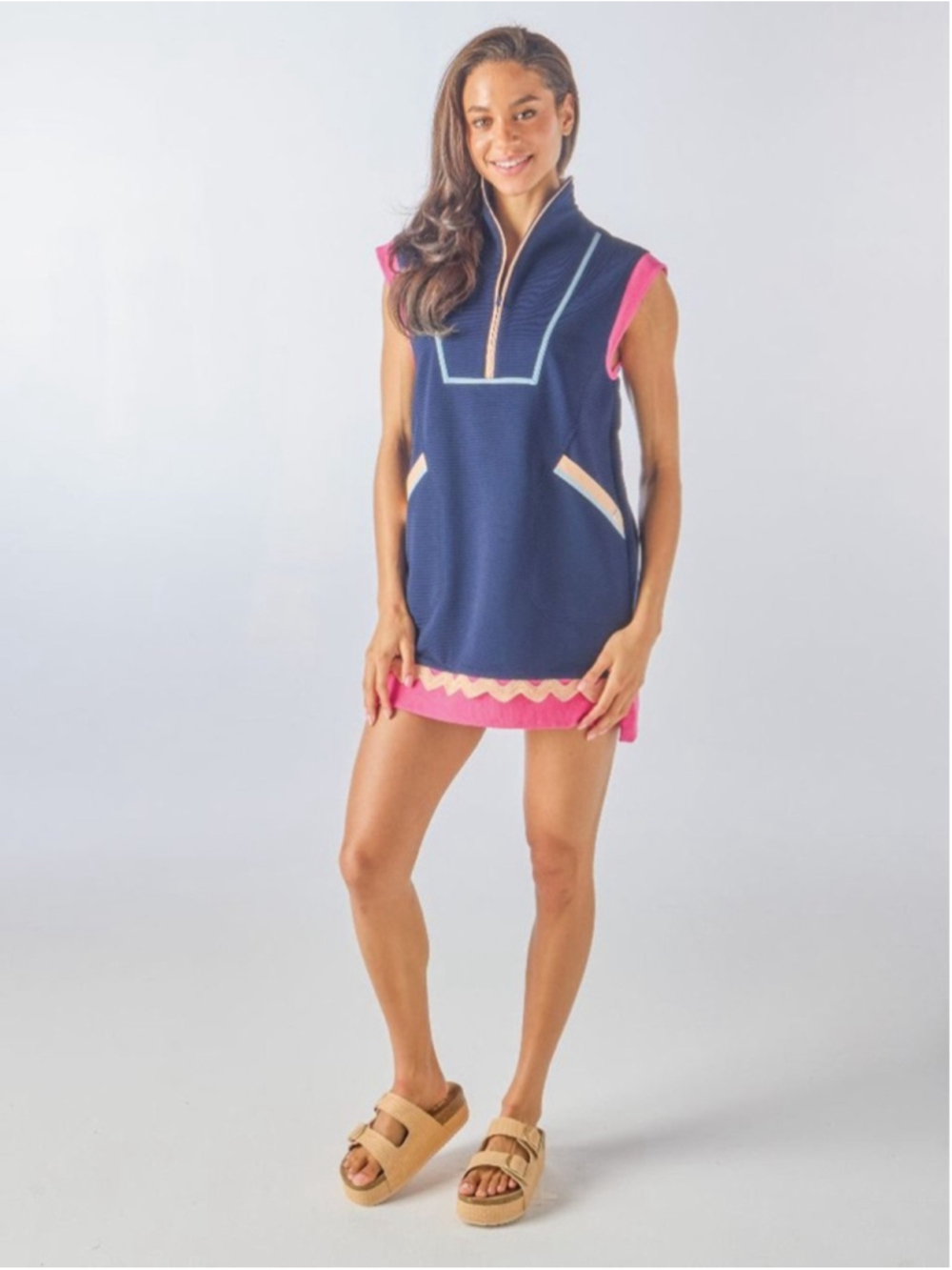 Women's Simply Southern Navy Pink Sleeveless Mini Dress M